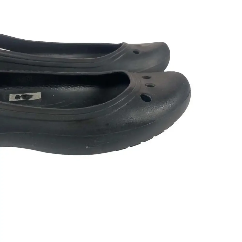 Crocs Kadee Malindi Black Ballet Flats Slip On Rubber Comfort Lightweight 7